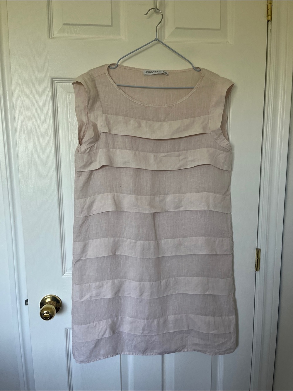 Light Pink linen Layered Dress by Fabrica  de Lino